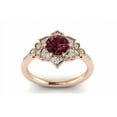 thumbnail image 3 of HeartsAndYou 2.2ct Natural Round Garnet Diamond Flower Milgrain Halo Ring 14k SOLID Rose Gold, 3 of 9