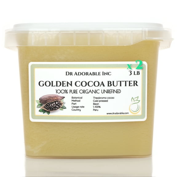 Dr Adorable - 6 lb - Golden Cocoa Butter - Organic Raw Grade A Prime Pressed Unrefined (2 of 3 lb)