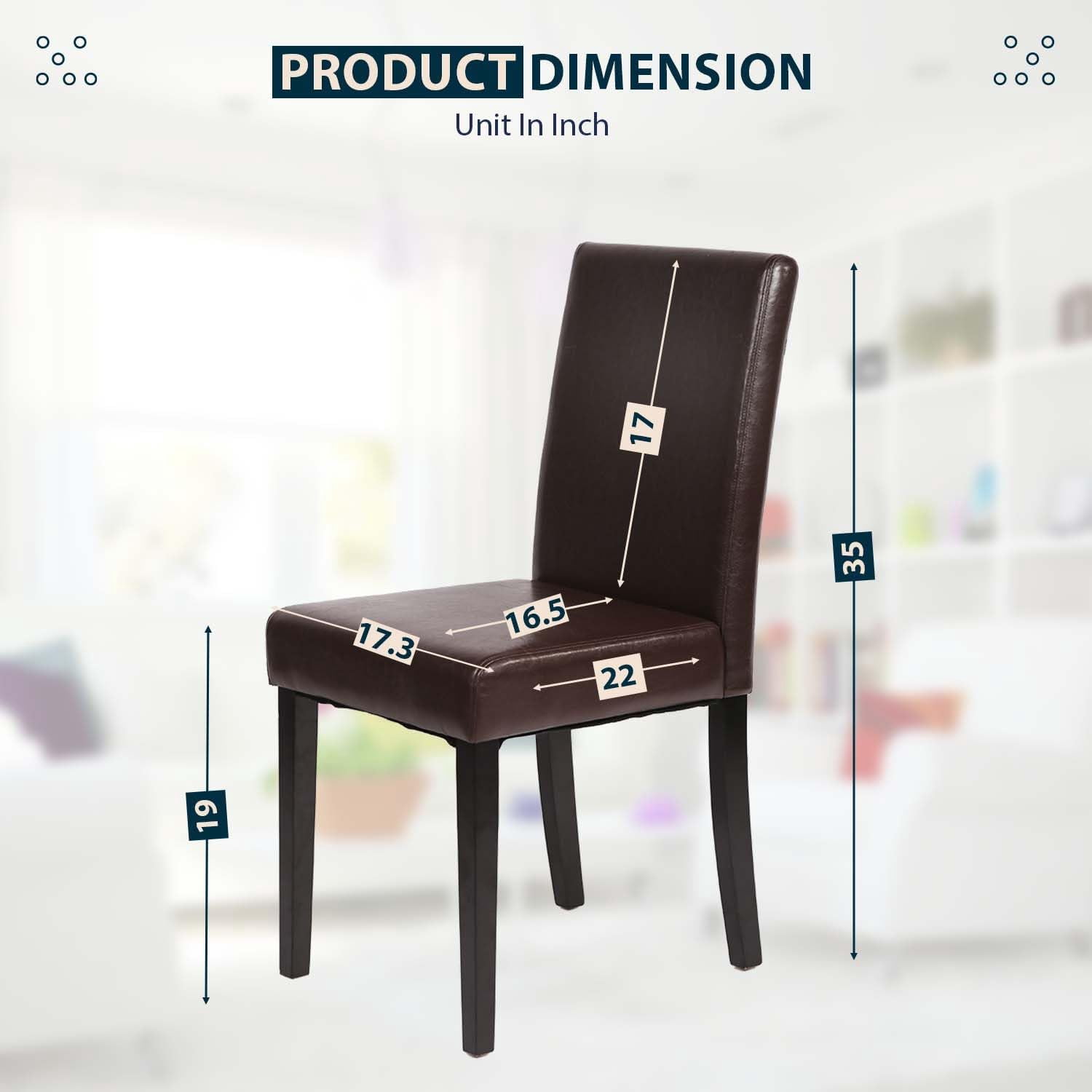 Dining Chairs Set of 4 - PU Leather Upholstered Modern Parsons Chairs with Solid Wood Legs, Sturdy & Durable Curved Backrest for Kitchen, Living Room, Restaurant, Brown