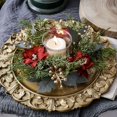 thumbnail image 5 of HomelyJoy Artificial Poinsettia Wreath with Golden Berries, Christmas Candle Holder Ring Centerpiece for Xmas Party, Home Table, Ready to Use Holiday Decor, Festive Fireplace & Wall Wreaths, 5 of 8
