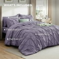 thumbnail image 5 of King Size Comforter Set Grayish Purple - Bed in a Bag Bedding Set 7 Pieces, GentleSoft™ Pintuck Bed Set Gift for Family, Pinch Pleat Grayish Purple Comforter with Sheets, Pillowcases & Shams, 5 of 5