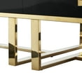 thumbnail image 6 of Hilo Coffee Table - 2 Drawers, Hight Gloss Lacquer Finish, Polished Stainless Steel Base, Black/Gold, 6 of 10