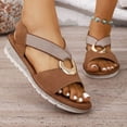 thumbnail image 2 of Rokment Womens Comfortable Platform Wedge Walking Sandals 2026 Stylish Casual Suede Buckles Elastic Ankle Strap Slip on Slingback Dressy Summer Shoes Brown Size 7, 2 of 8
