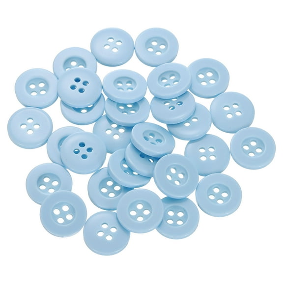 60pcs 24L Sewing Buttons 5/8"(15mm) Resin Round Flat 4-Hole Craft Replacement Buttons for Sewing Clothing and DIY, Light Blue