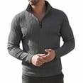 thumbnail image 4 of Aobny T Shirts for Man Zip Solid Jacquard Clothing Long Sleeve High Neck T-Shirts for Man,Gray,L, 4 of 6