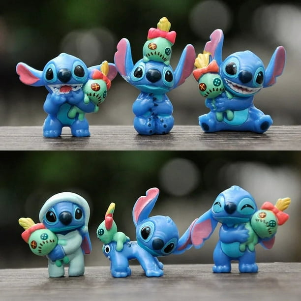 6 unids/set Disney Anime Lilo y Stitch figuras juguetes encantador Stitch mano con Scrump modelo juguetes de decoración