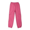 thumbnail image 3 of QQAMB Girls' Cargo Pants Cotton Elastic Mid-Rise Lightweight Baggy Full Length Pants Casual Cool Kids Trousers with Pockets,9 Years, 3 of 8