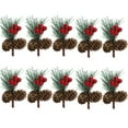 thumbnail image 2 of Artificial Stem Christmas DIY Pine Cone Pendant Simulation Berry PVC Florist Decoration Wedding Decor 10pcs Snowy Picks, 2 of 6