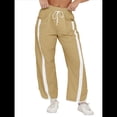thumbnail image 1 of Pantalones Deportivos Holgados de Pierna para Mujer, Informales, con Cordón Ajustable y Cintura Elástica, en Colores Contrastantes, Estilo Y2K. Caqui M, 1 of 8