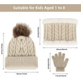 thumbnail image 2 of GRNSHTS Kids Hat Scarf Gloves Set, 3PCS Kids Winter Beanie Hat Scarf Gloves Set with Knit Thick Warm Fleece Lined for 1-6 Years Old (Beige), 2 of 14