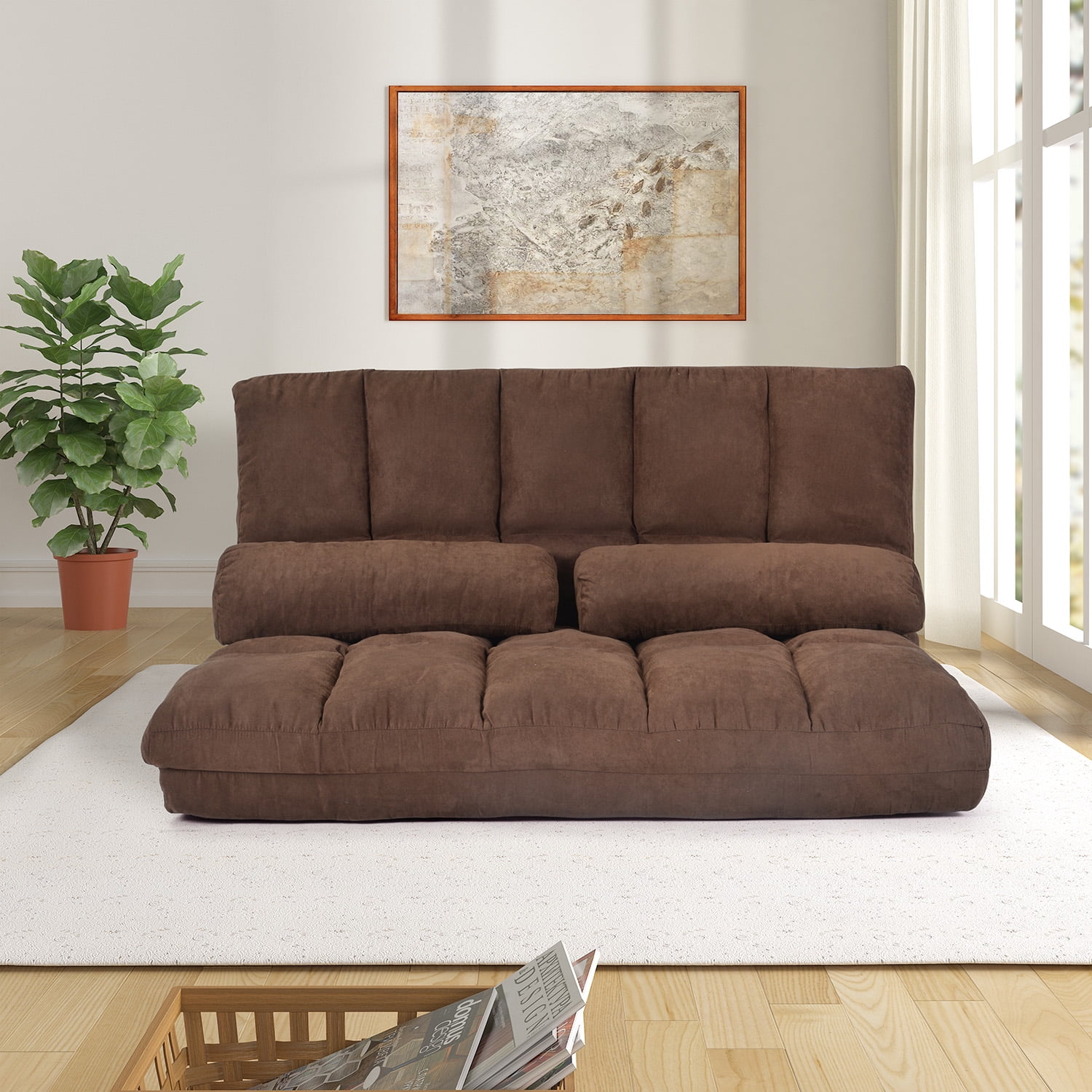 Double Chaise Lounge Sofa Floor Couch and Sofa Floor Sofa Bed with 5
