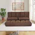 thumbnail image 2 of Kacho Double Chaise Lounge Sofa with 2 Pillows, Thicken Floor Double Chaise, Folding Lounge Sofa, Floor Gaming Chairs, Lazy Sofa Softly Cushioned for Living Room Bedroom, for Teens Adults, Brown, 2 of 7