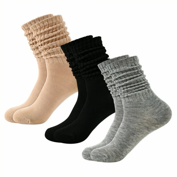 TELOLY 3Pairs Slouchy Socks for Women,Sweat-Absorbing, Anti-Friction Boot Socks for Women,Sports Socks Scrunch Socks Women,Combination1