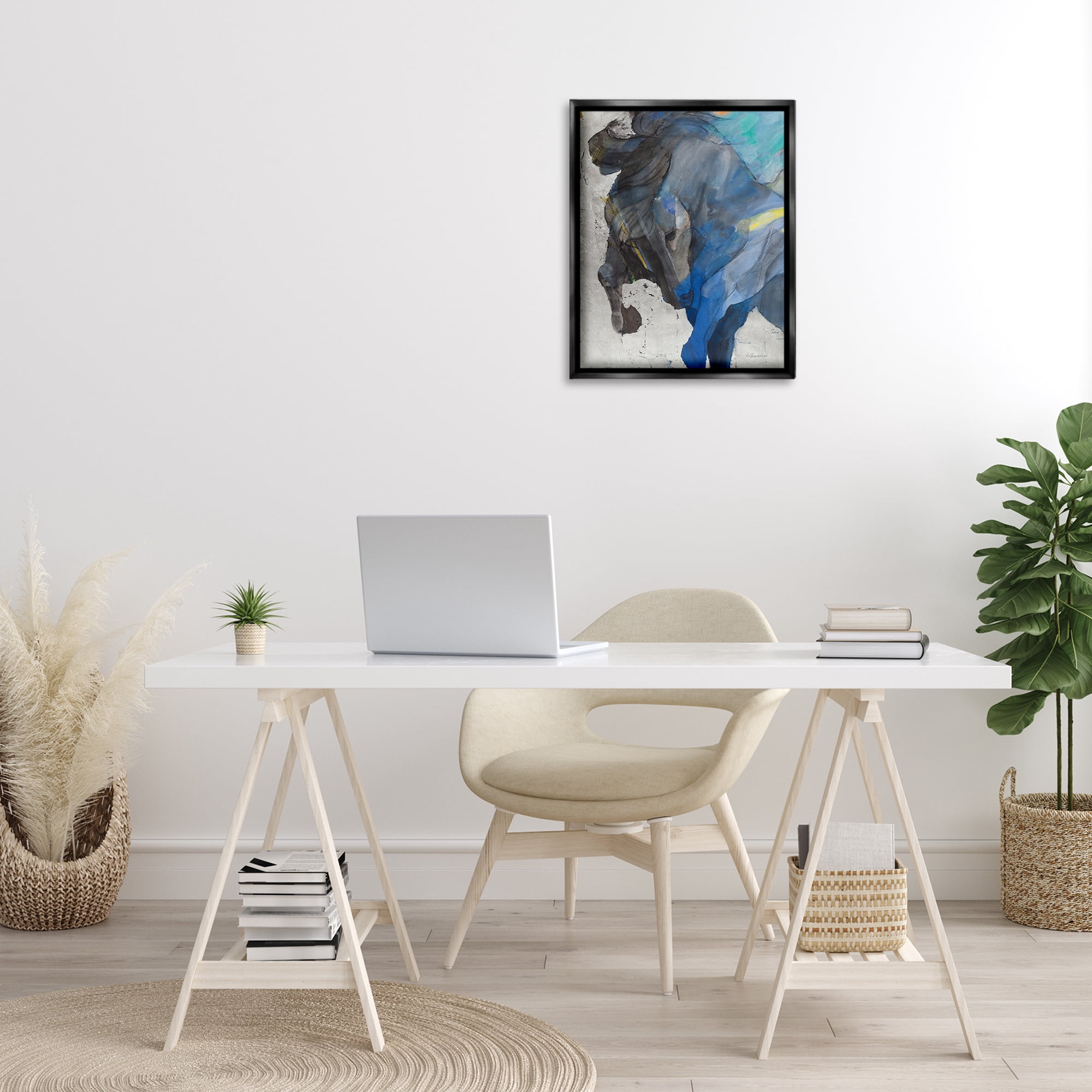 Stupell Industries Majestic Valor Stallion Animals & Insects Painting Black Floater Framed Canvas Art Print Wall Art, 17 x 21