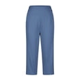 thumbnail image 4 of Stamzod Women's Capri Pants Summer Solid Color Elastic Waist Straight Plus Size Capris with Pocket Casual Slim Fit Stretch Yoga Cropped Pants for Women Blue C XXL, 4 of 6