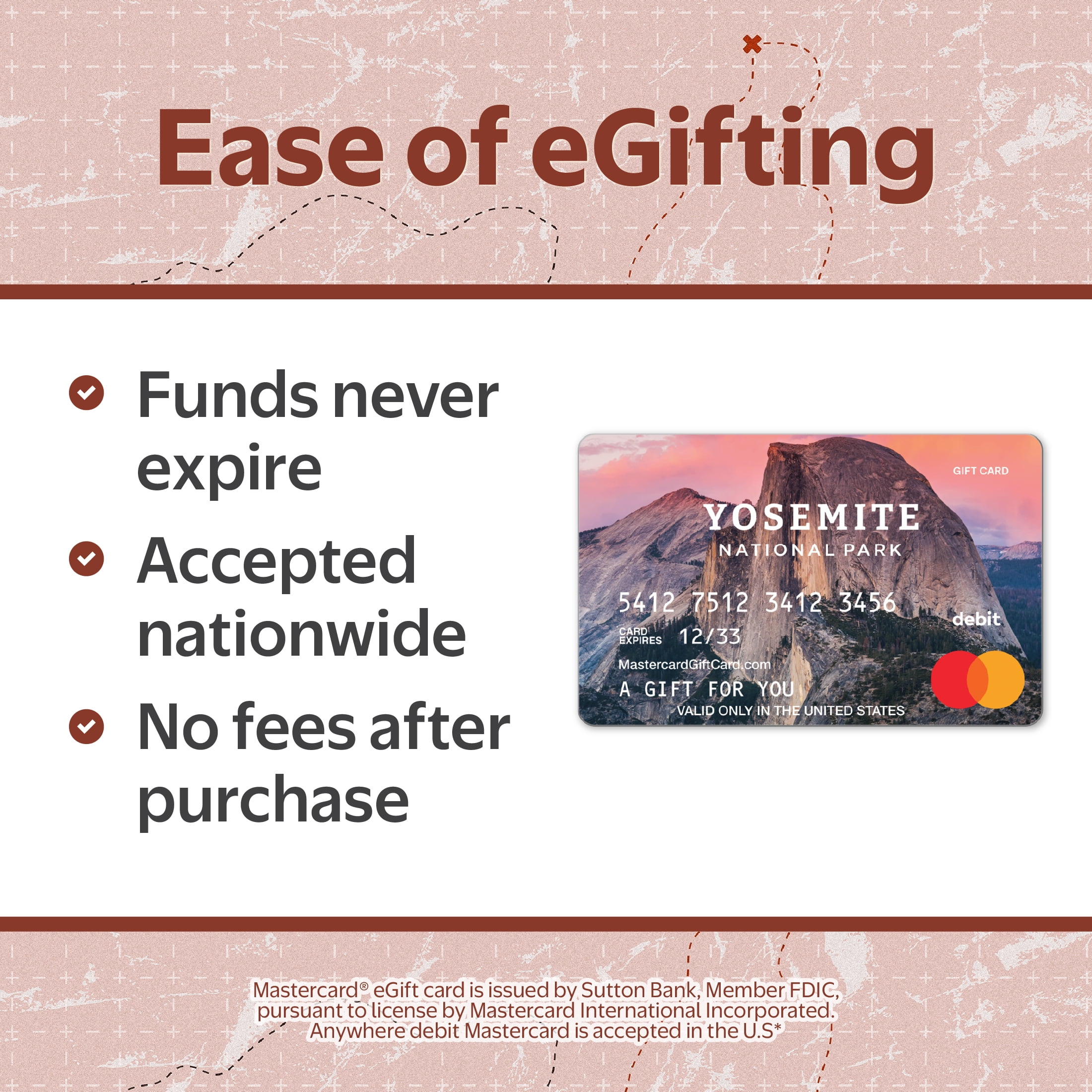 Mastercard® $20-$500 eGift Card Yosemite (Plus $6.84 Purchase Fee) [Email Delivery]