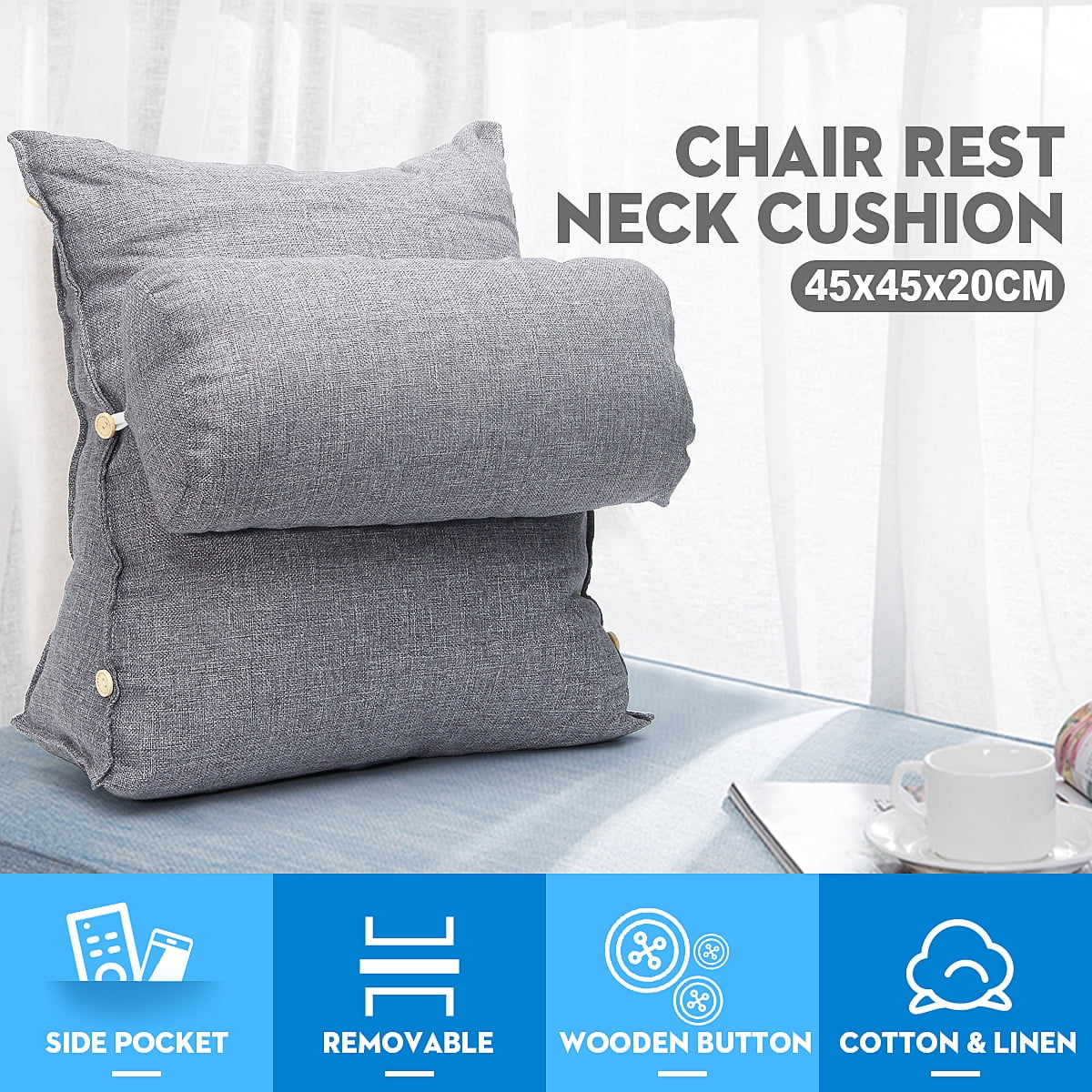 Adjustable Fip Pillow Sofa Bed Office Chair Rest Neck Support Back Wedge Cushion Walmart