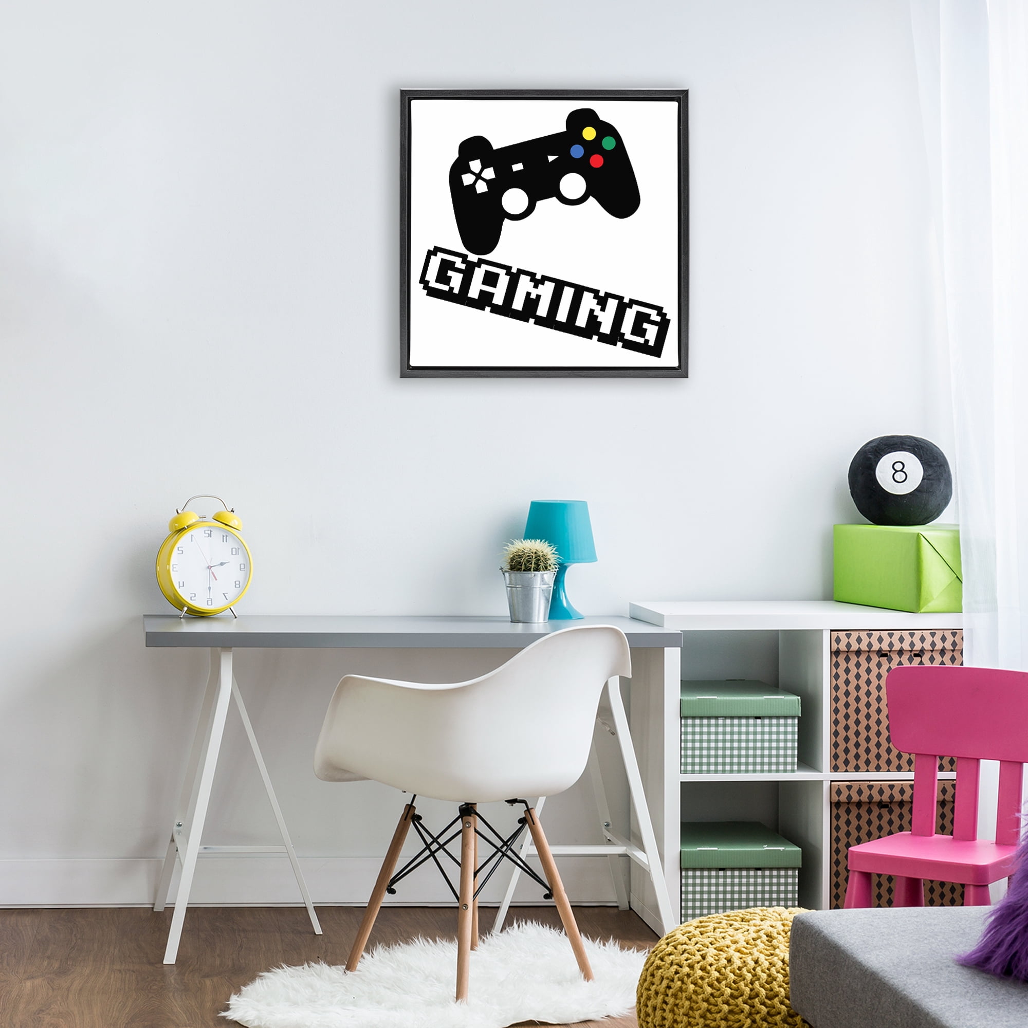 Stupell Industries Playful Pixel Gaming Black Framed Floater Canvas Wall Art, design by Marcus Prime