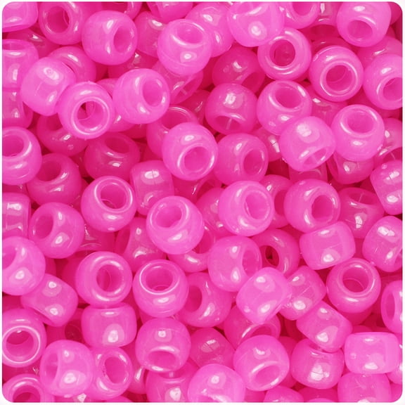 BeadTin Pink Glow 9mm Barrel Pony Beads (500pc)