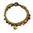 thumbnail image 4 of Red Coral Multi Strand Brass Beaded Handmade Jingle Bell Bracelet, 4 of 5