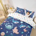 thumbnail image 3 of jejeloiu Cartoon Sea Animals Bedding For Girls,Shark Octopus Pattern Duvet Cover Full,Blue Navy,Polkadot Reversible,3pcs,1 Duvet Cover and 2 Pillowcases, 3 of 6