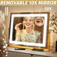thumbnail image 4 of FENNIO 22 x 18 Inch LED Mirror with Lighting, 3 Colors Adjustable Lighting, Smart Touch Screen, 10X Magnification, Makeup Mirror for Changing Table, Mirror, 4 of 8