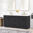 thumbnail image 3 of Busan 72"  Double Bath Vanity in Oak Classic Black with  White Quartz Stone Top, 3 of 18