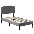 thumbnail image 5 of GoDecor Twin Platform Metal Bed Frame with Upholstered Headboard / Mattress Foundation / Wood Slat Support, 5 of 15