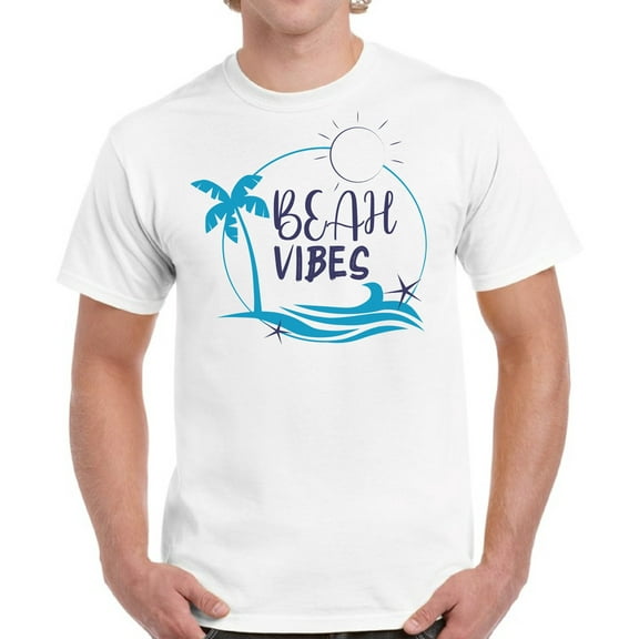 Beach Vibes T-Shirt for Men - S M L XL 2XL 3XL 4XL 5XL Graphic Tee - Summer Clothes Collection Vacation Shirt Mens