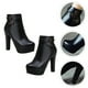 thumbnail image 2 of 1 par de botas de mujer de invierno y otoño, botas de tacón alto a la moda hasta el tobillo con tacón grueso., 2 of 5