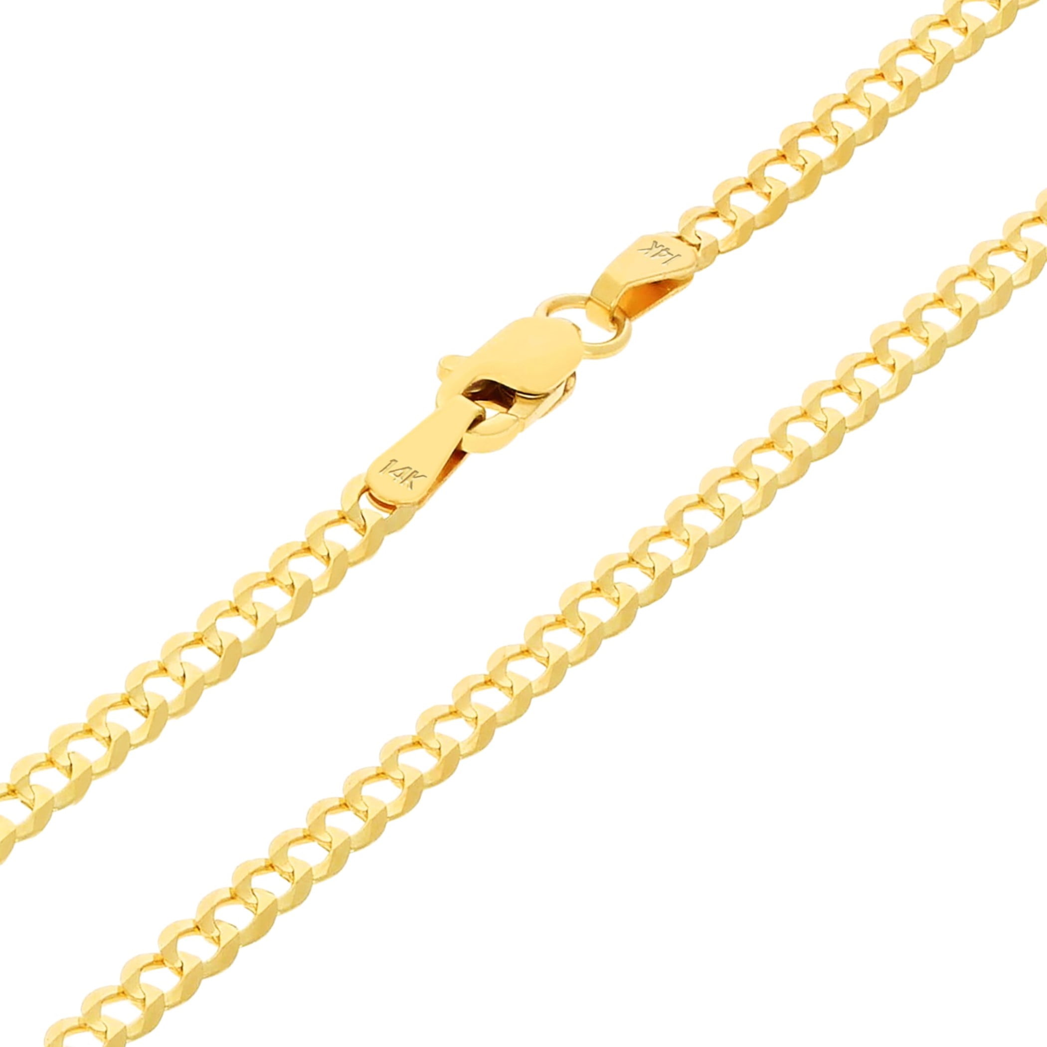 Nuragold 14k Real Yellow Gold Solid Cuban Curb Link 2.5mm Chain Bracelet or Anklet (7"-9") Italian Jewelry for Men & Women