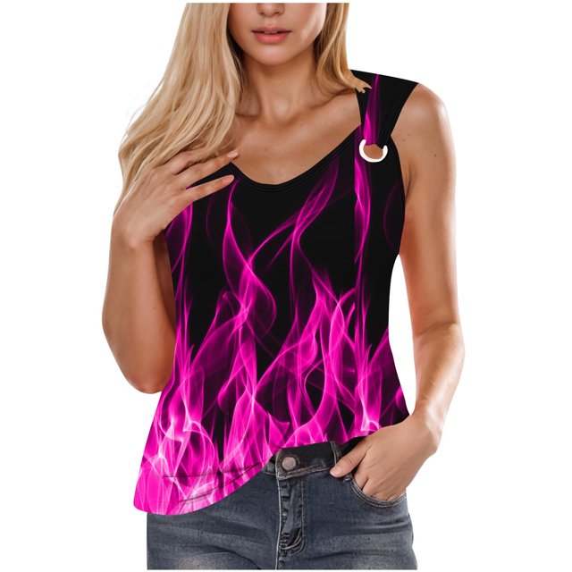 Débardeurs pour Femmes, Camisole Imprimée Sans Manches T-Shirt Ample