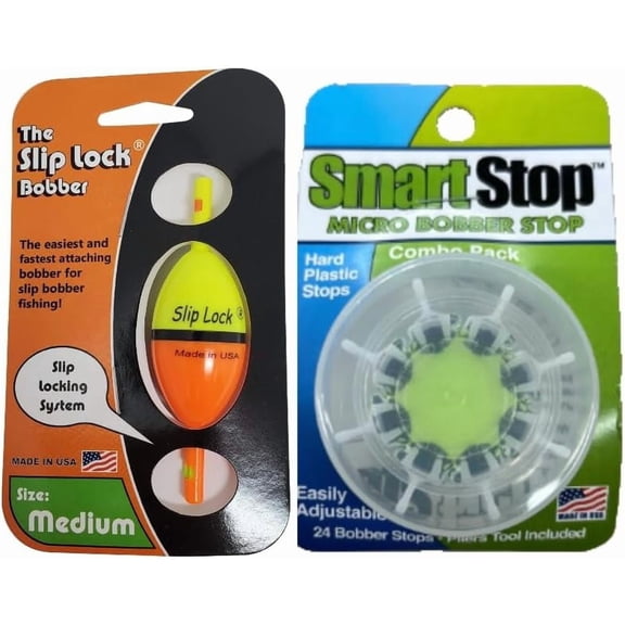 Smart Slip Lock Bobber and Smart Stop Micro Bobber Stop Combo Pack Medium
