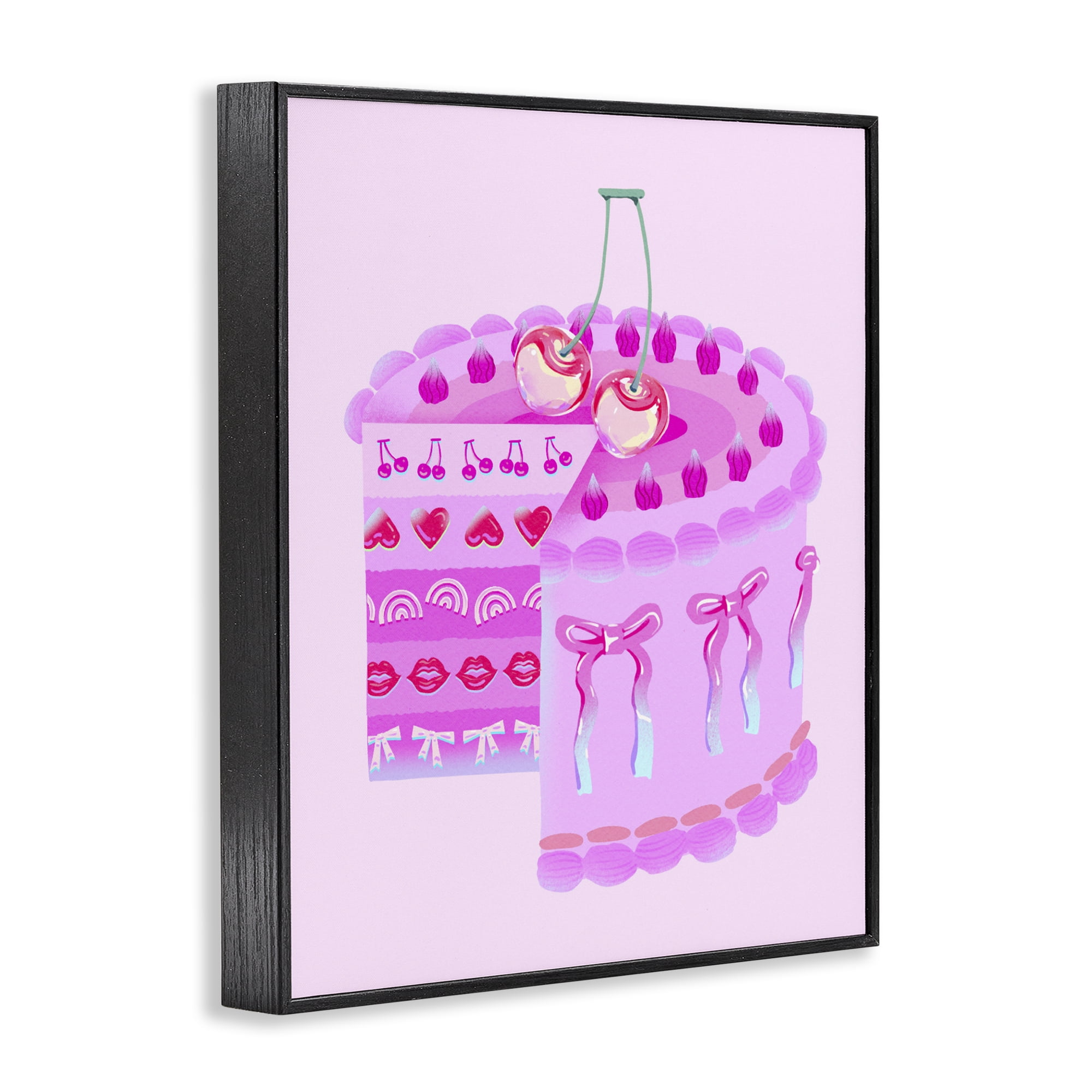 Stupell Industries Pastel Cherry Layered Cake Black Framed Giclee Art, design by Ziwei Li