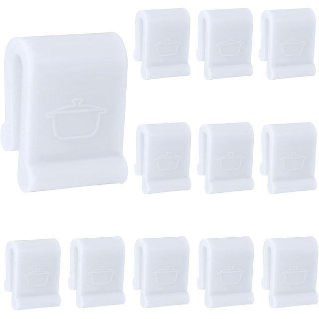 12pcs Dutch Oven Lid Protector Clips, Thickened Cookware Protectors for Stacking Bumper Protector Clips Silicone Replacement Pan Clips for Display and Storage Dutch Oven Pots (Transparent)