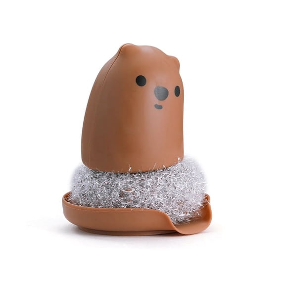 Yidarton Short Handle Pot Brush Bear Shape Dishwashing Brush Kitchen Cleaning Ball Pot Brush