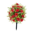 thumbnail image 2 of Rosa artificial, flor de imitación con estacas, flor conmemorativa, planta falsa Rojo, 2 of 9