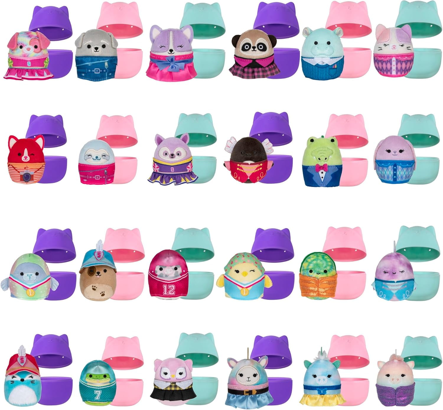 Squishmallows Squishville Series 10 Mini Eggs Mystery Plush (24 Pack) Official Jazwares Plush - Styles May Vary - Gift for Boys, Girls & Kids