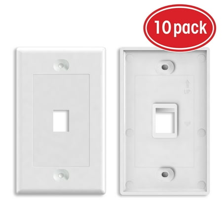 - Ethernet Wall Plate, GearIT 10-Pack 1 Port Cat6 Cat5e RJ45 Decora Keystone Wall Plate, White