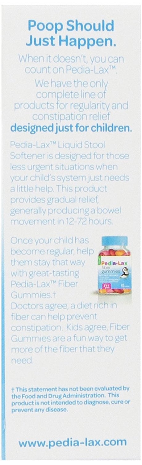Pedia-Lax Liquid Stool Softener for Kids, Ages 2-11, Berry Flavor, 4 FL OZ