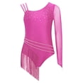 thumbnail image 3 of TiaoBug Kids Girls Shiny Rhinestone Gymnastics Leotard Tassel Bodysuit Figure Skating Dance Dress Hot Pink 6, 3 of 5