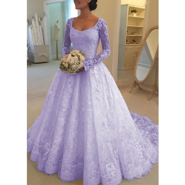 white wedding dress with purple lace