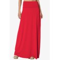 thumbnail image 3 of TheMogan Women's Casual Lounge Solid Foldable High Waist Draped Jersey Relaxed Long Maxi Skirt Red 2X, 3 of 7