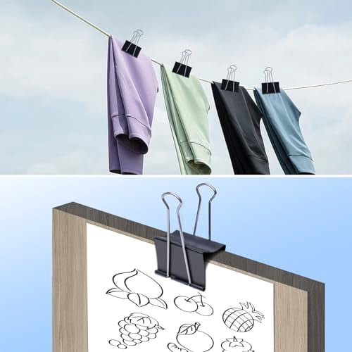 Quivanta Jumbo Binder Clips 3 inch (6 Pcs), Extra Large Binder Clips Giant for Office Supplies