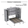thumbnail image 5 of Full Size Murphy Bed, Wooden Full Wall Bed with 2 Wardrobe and Storage Shelf, Multifunctional Foldable Platform Bedframe for Guest-Room, Bedroom, Gray, 5 of 8