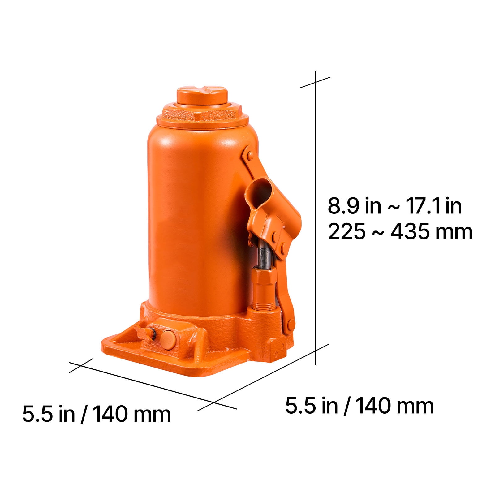 KFFKFF Hydraulic Bottle Jack, 20 Ton Capacity, 8.9-17.1 Inch Lift Range, Durable Heavy-Duty Jack for Cars, SUVs, Trucks, Auto Maintenance, Home Lifting, and Farm Equipment, Orange