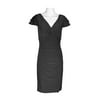 Catherine Malandrino V-Neck Short Sleeve Gathered Side Solid Jersey Dress-BLACK / 14