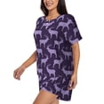 thumbnail image 3 of Womens Pajama Sets With Pocket, moose deer purple Zebra stripes Lounge Sets Short Sleeve Sleepwear PJ Sets for Women, 3 of 6