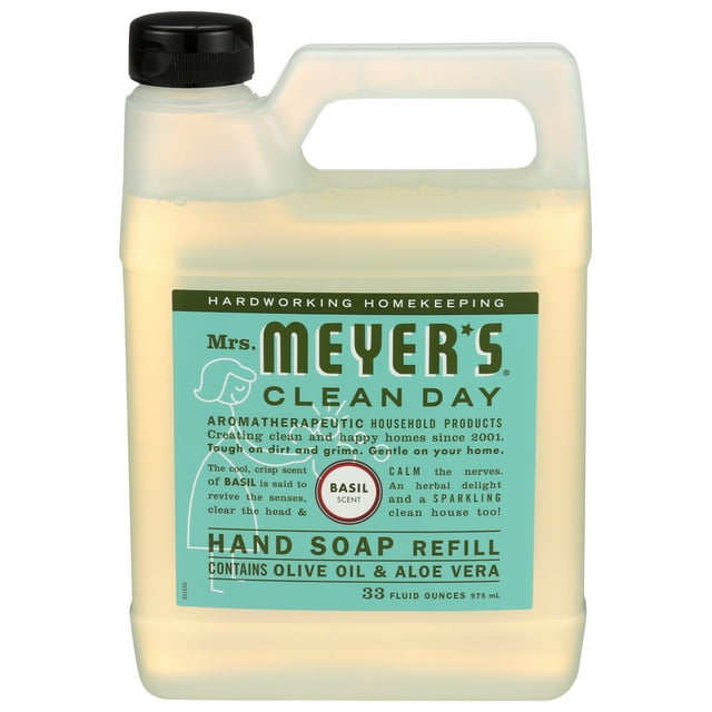 Soap Refill Mrs. Meyer's Clean Day líquido con aroma a albahaca, paquete de 3