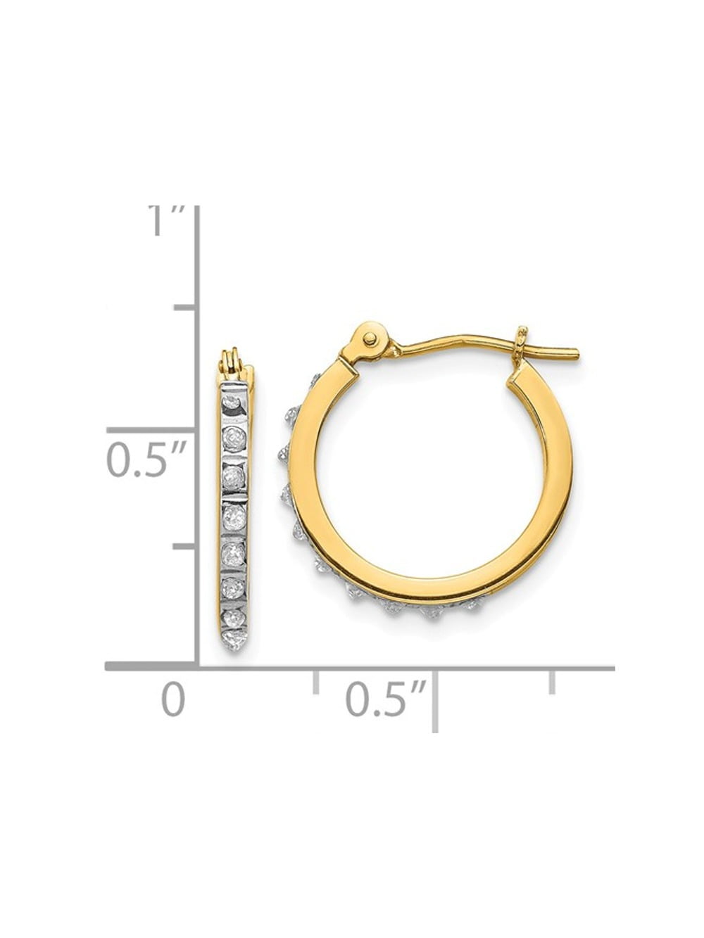 Accent Diamond Small Hinged Hoop Earrings in 14K Yellow Gold (2/3 inch) for Women